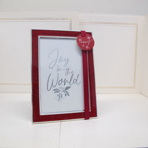 Malden "Joy to the World" 4x6" Holiday Frame Silver with Red Outer Frame